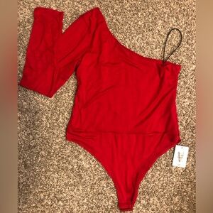 NWT Red one shoulder Body Suit